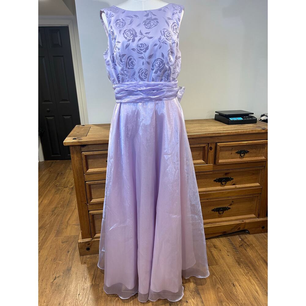 Roberta Sz 14 Lavender Wedding Gown Formal Vintage 90s Floral Satin Bodice She